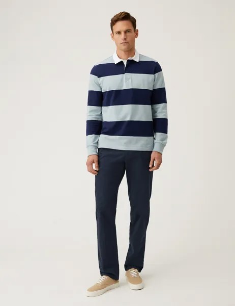 Эластичные брюки чинос обычного кроя больших и высоких размеров Marks & Spencer, темно-синий