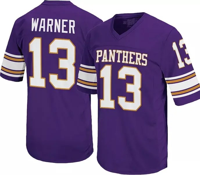 Мужская Retro Brand Футбольная майка Northern Iowa Panthers Kurt Warner # 13 фиолетового цвета