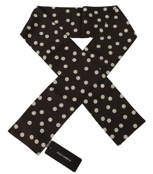 DOLCE - GABBANA Шарф, черный шелковый узкий шелковый галстук в горошек 140см X 11см