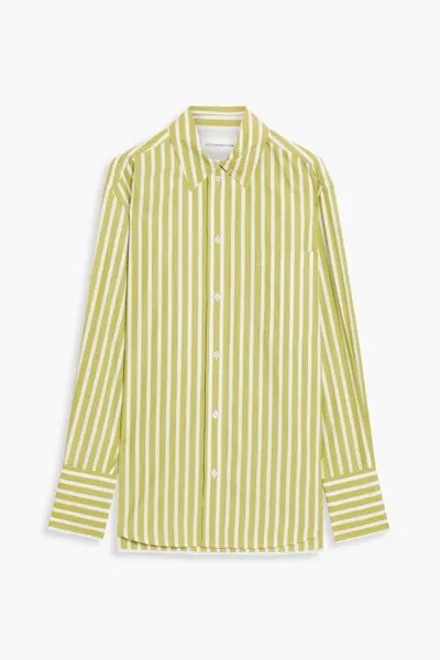 Полосатая рубашка из хлопкового поплина Victoria Beckham, зеленый лайм