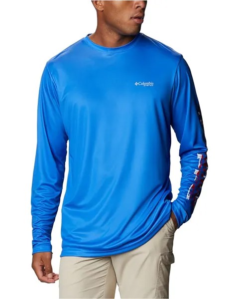 Рубашка Columbia Terminal Tackle PFG Long Sleeve Shirt, цвет Vivid Blue/Stars/Stripes