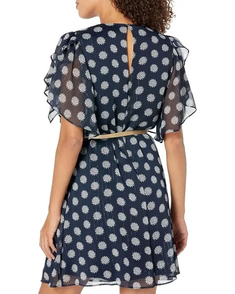 Платье Tommy Hilfiger Medallion Print Chiffon with Lurex Dress, цвет Sky Captain/Ivory