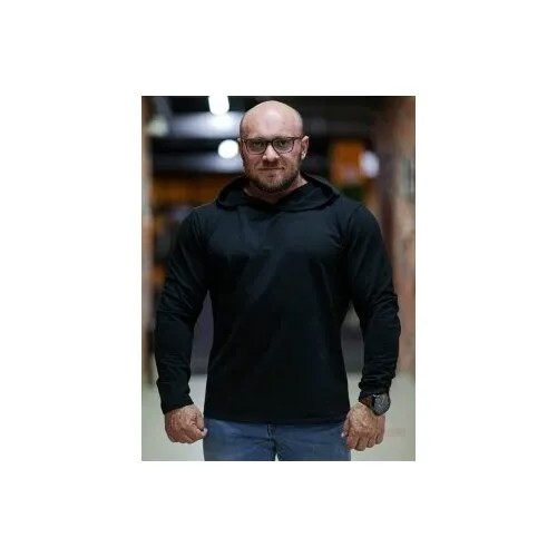 Лонгслив Inferno Style, хлопок, футер, однотонный, размер XL, черный