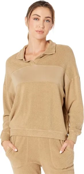 Толстовка SUNDRY Faux Sherpa Collar Sweatshirt, цвет Biscuit