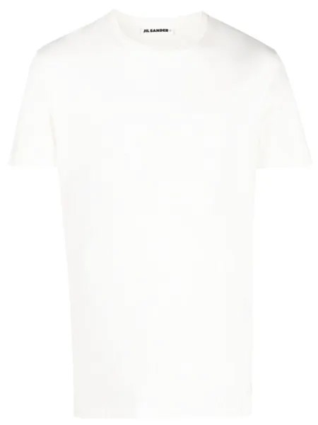 Jil Sander футболка с вышитым логотипом, нейтральный цвет
