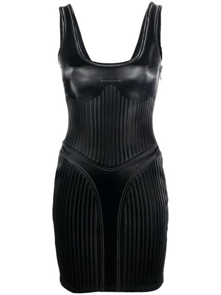 Платье мини в полоску Mugler, черный