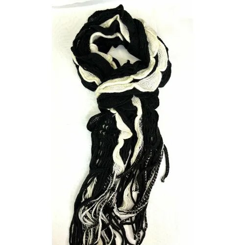 Шарф Lorentino,200х32 см, универсальный, черный, белый