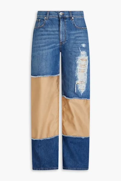 Потертые двухцветные джинсы из денима Jw Anderson, легкий деним