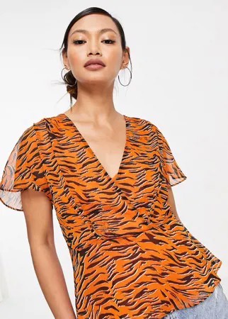 Рыжая блузка с тигровым принтом French Connection-Оранжевый цвет
