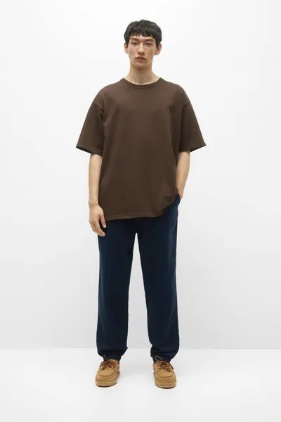 Льняные джоггеры в деревенском стиле Pull&Bear, военно-морской