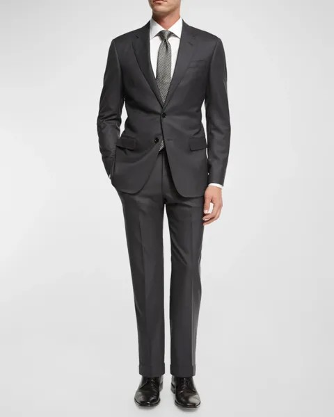 Базовый шерстяной костюм-двойка Mne's Giorgio Armani, цвет Solid Dark Grey