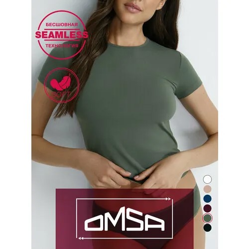 Футболка Omsa, размер 44 (S), коричневый, хаки