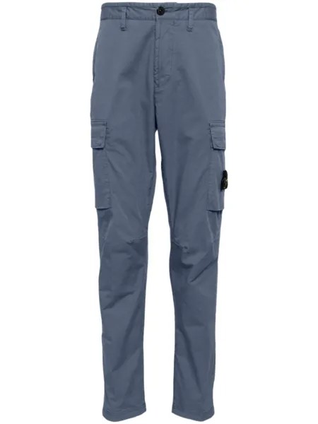 Stone Island габардиновые брюки с нашивкой Compass, синий