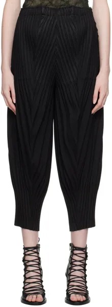 Черные льняные брюки со складками ISSEY MIYAKE