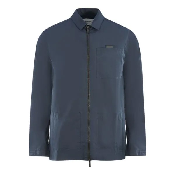 Куртка из хлопка рипстоп темно-синяя рубашка Lyle & Scott, синий