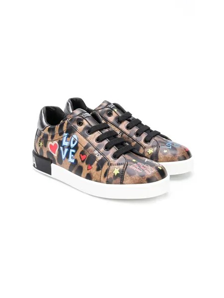 Dolce & Gabbana Kids кроссовки с леопардовым принтом