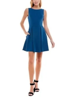 B DARLIN Женское синее вечернее мини-платье без рукавов + расклешенное платье для юниоров 11\12