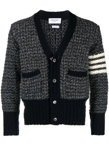 Thom Browne меланжевый кардиган с полосками 4-Bar, синий
