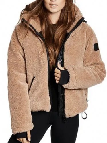 Сэм. Флисовая куртка-пуховик Bailey с капюшоном Teddy Sherpa Edgy Moto Jacket XS 450 долларов США