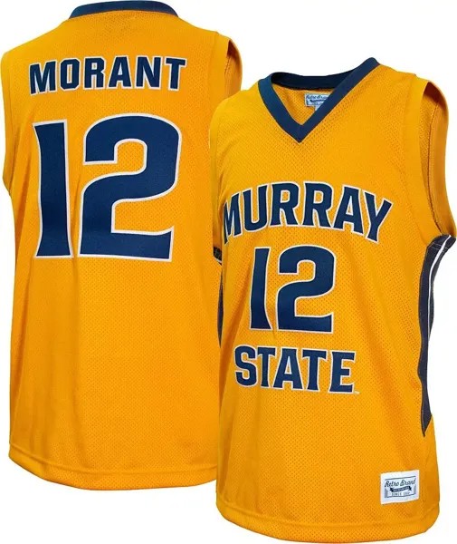 Retro Brand Мужская баскетбольная майка Murray State Racers Ja Morant № 12, золотая копия