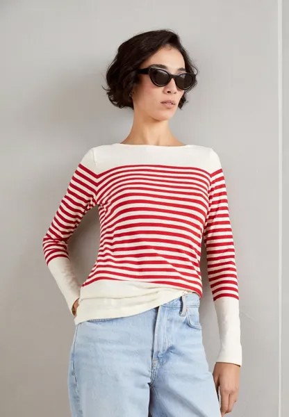 Топ с длинными рукавами Marc O'Polo BOAT NECK STRIPED, разноцветный/блестящий красный