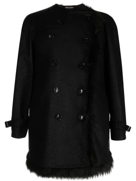 Comme des Garçons Homme Plus двубортная дубленка, черный