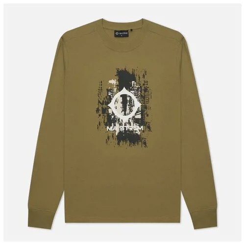 Мужской лонгслив MA.Strum Centre Chest Logo Print зелёный, Размер XXL
