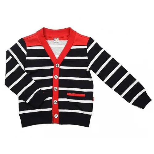 Кардиган для мальчика Mini Maxi, модель 1332, цвет белый/красный/черный, размер 98