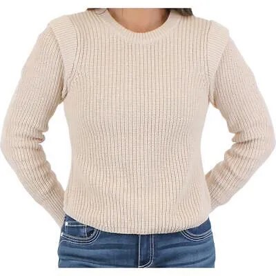 Женский бежевый хлопковый вязаный пуловер с круглым вырезом цвета морской волны, топ S BHFO 5133