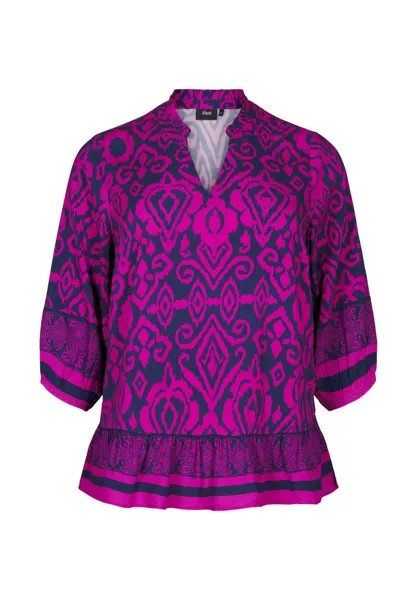 Блуза MIT PRINT UND 3/4-ÄRMELN Zizzi, темно-синий