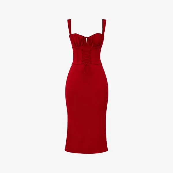 Платье миди Valencia с корсетом и атласом House Of Cb, красный