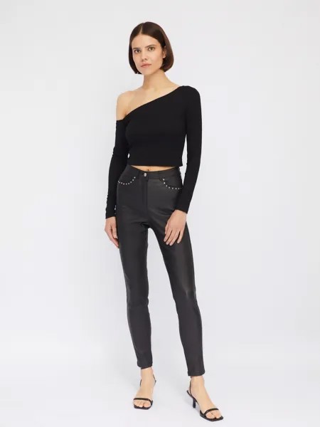 Брюки Skinny из экокожи со средней посадкой