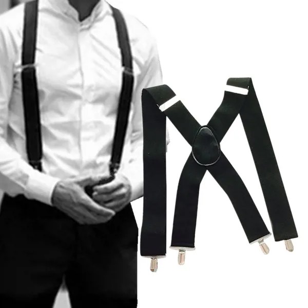 50 мм широкий мужчин X X-обратно форме Сверхмощный брюки Brace подтяжки с зажимами