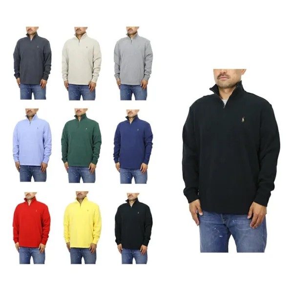Мужской пуловер с капюшоном на молнии 1/4 Polo Ralph Lauren, свитер с пони — 9 цветов