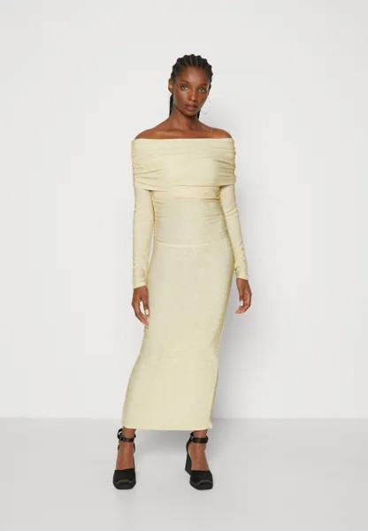 Платье из джерси Off Shoulder Midi Dress Gina Tricot, золото