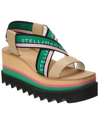 Stella Mccartney Sneak-Elyse Полосатые женские сандалии на платформе, зеленый 38