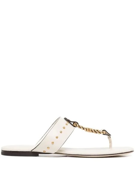 Сандалии с металлическим декором Tory Burch, белый