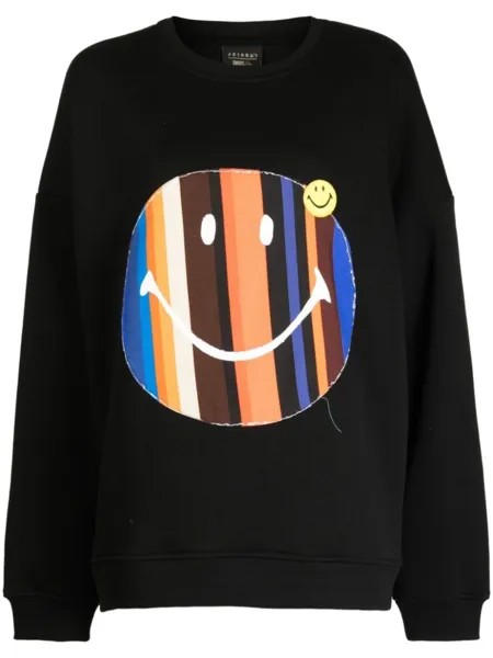 Joshua Sanders толстовка из джерси с принтом Striped Smiley, черный