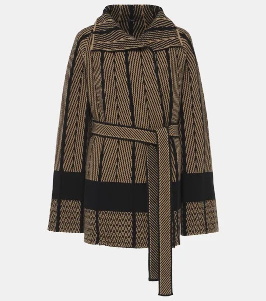 Жаккардовый кардиган с шевронным узором из шерсти Joseph, цвет black/oak