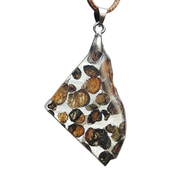 Кения оливковый метеорит ожерелье натуральный оливковый метеорит материал образец мужчины и женщины кулон подарок