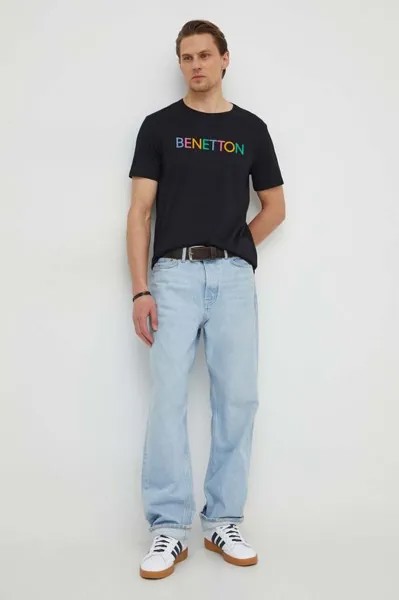 Хлопковая футболка United Colors of Benetton, черный