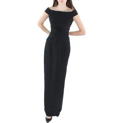Женское вечернее платье Saran черного цвета Lauren Ralph Lauren со сборками 2 BHFO 8816