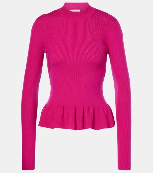 Свитер из смесовой шерсти с оборками Nina Ricci, цвет fushia