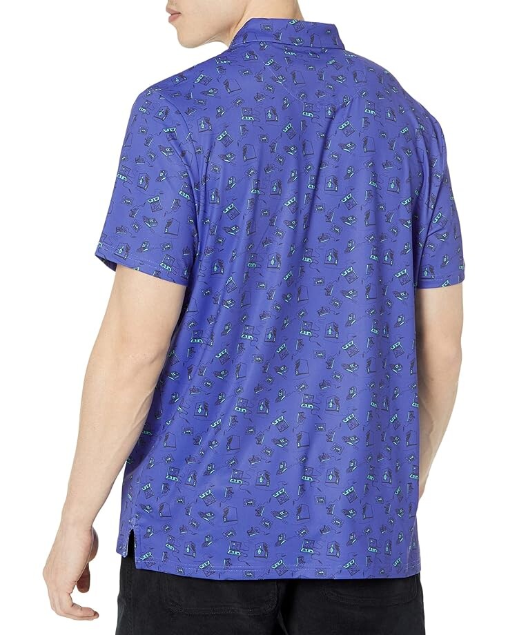 Поло Original Penguin Golf All Over Retro Arcade Print Polo, цвет Bluing