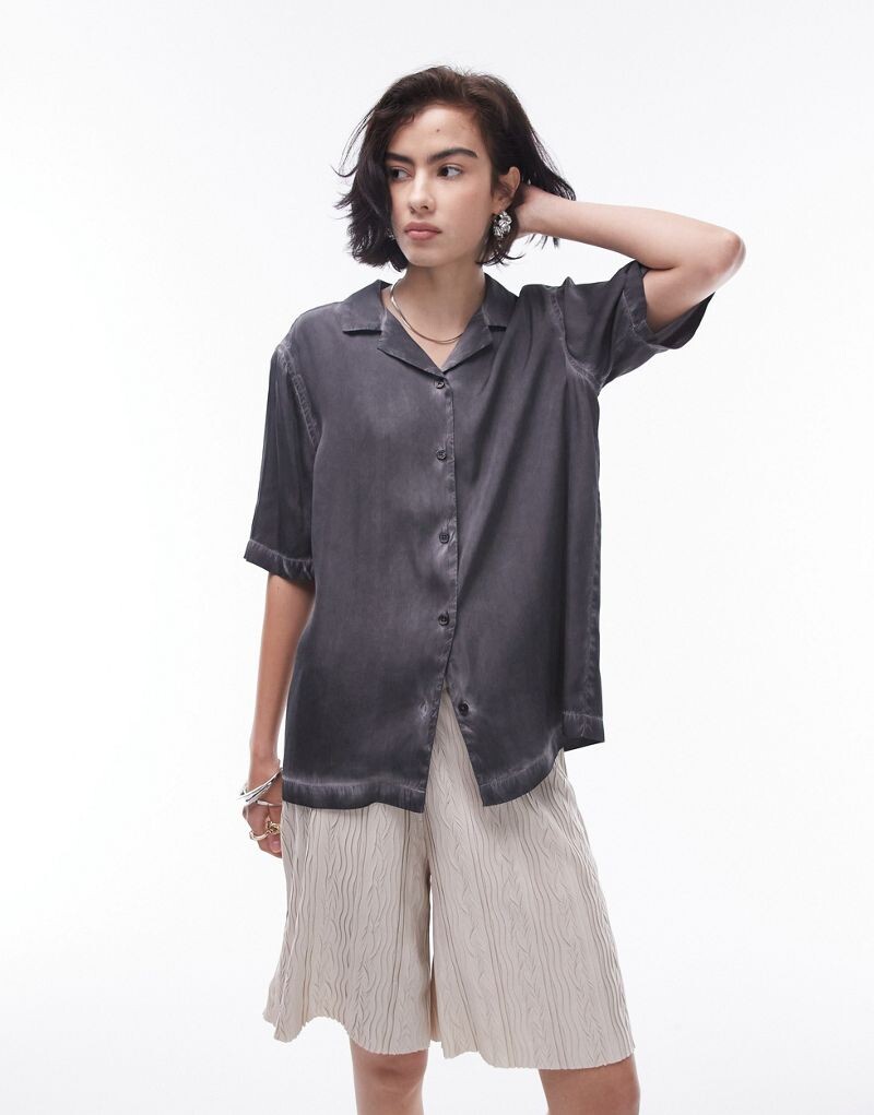 Topshop - Графитовая рубашка с коротким рукавом, часть комплекта