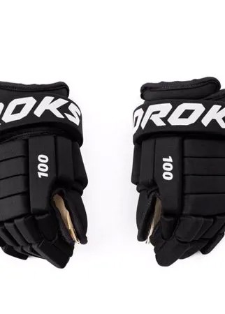 Перчатки для хоккея 100 подростковые черные, размер: 12 OROKS Х Декатлон