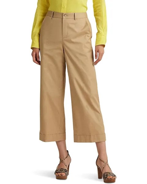 Брюки LAUREN Ralph Lauren Pleated Cotton Twill Cropped, цвет Birch Tan