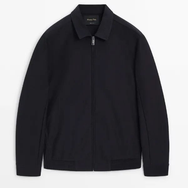 Толстовка Massimo Dutti Twill Bomber With Shirt Collar, темно-синий