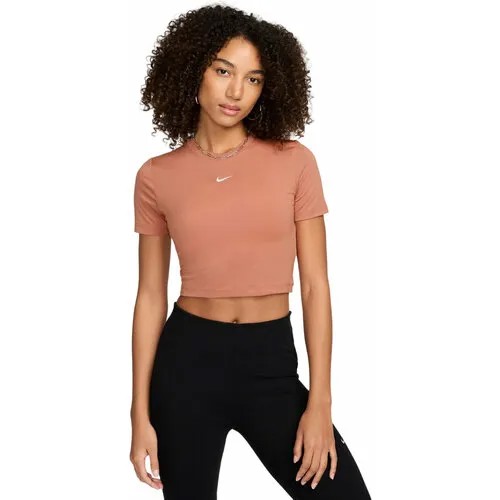Футболка спортивная NIKE W NSW TEE ESSNTL SLIM CRP LBR, размер M, коричневый