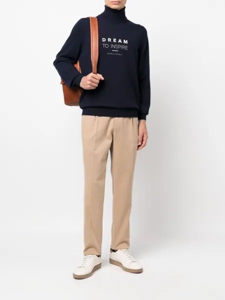 Brunello Cucinelli кашемировый джемпер с вышивкой, синий